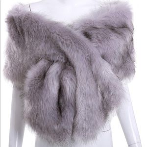 Long Faux Fox Fur Stole Bolero CoverUp Shawl Scarf